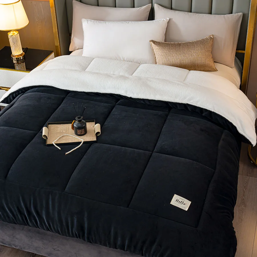 

Plush quilt winter lamb velvet warm quilt double Thickened cotton quilt single dormitory bed Warm Double sided Lamb Wool Quilt