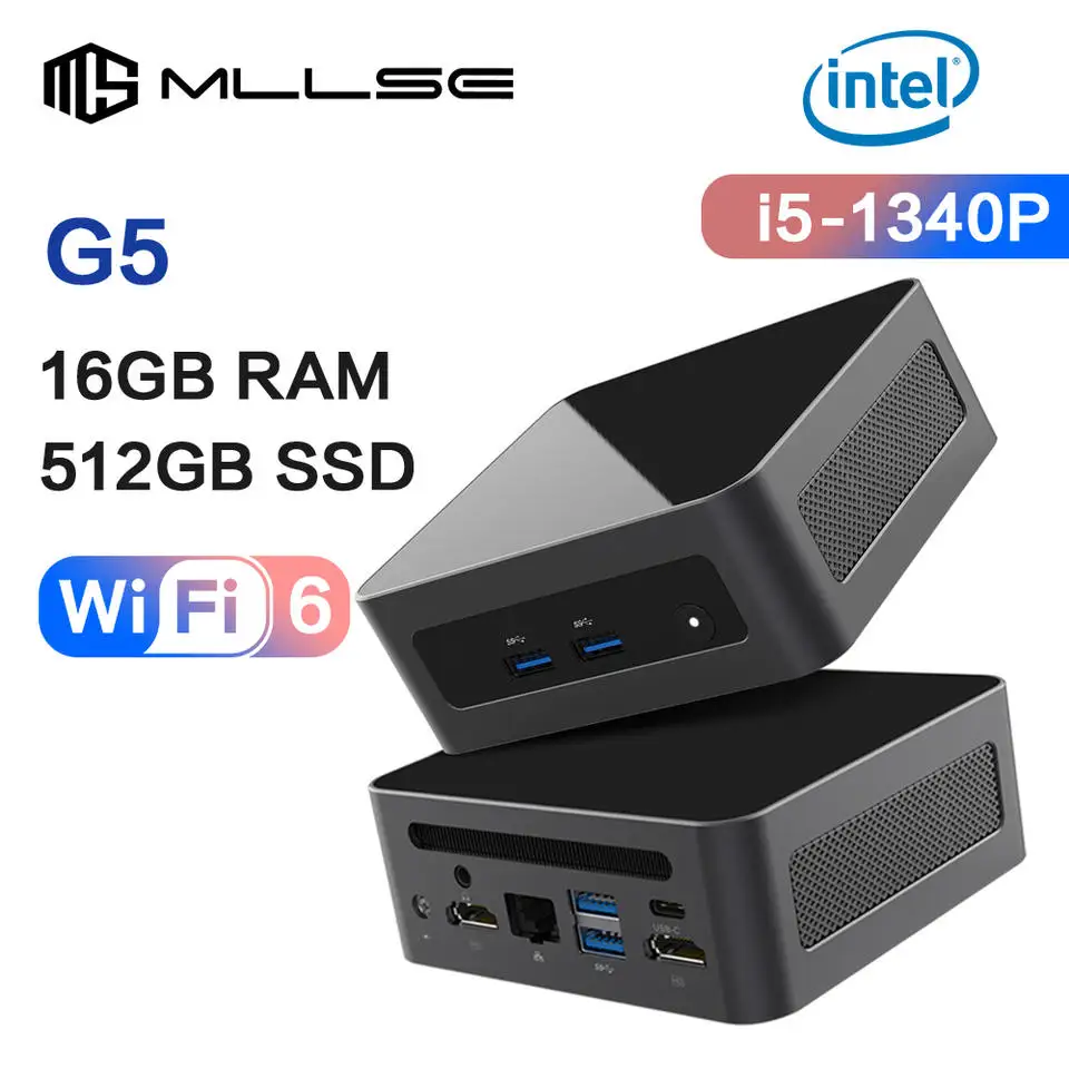 

MLLSE MINI PC G5 Intel i5-1340P 12 Core Windows 11 Pro 16GB DDR4 RAM 512GB ROM WiFi 6 BT5.2 Desktops Computer Mini PC