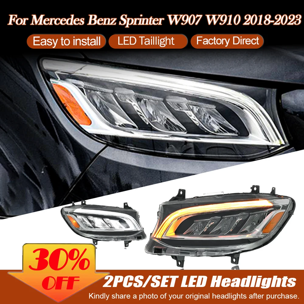 Car Headlights for Mercedes Benz SPRINTER W907 W910 2019-2023 Low Version Upgrade to High Match Head Lamp LED Laser HeadLamps