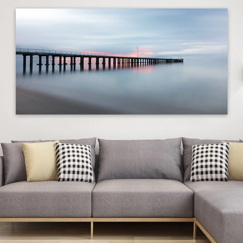 Lake Surface Long Bridge Natural Landscape Canvas Painting Scenery Posters and Prints Wall Pictures For Living Room Home Decor