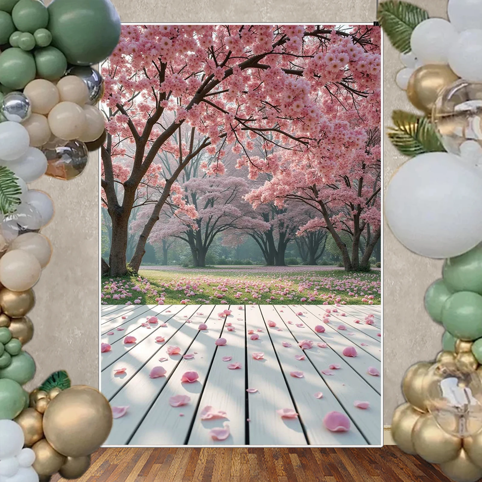 MOON.QG خلفية زهرة الربيع حديقة العشب طفل الفتيات عيد ميلاد الأزهار الشاي حفلة التصوير خلفية استحمام الطفل