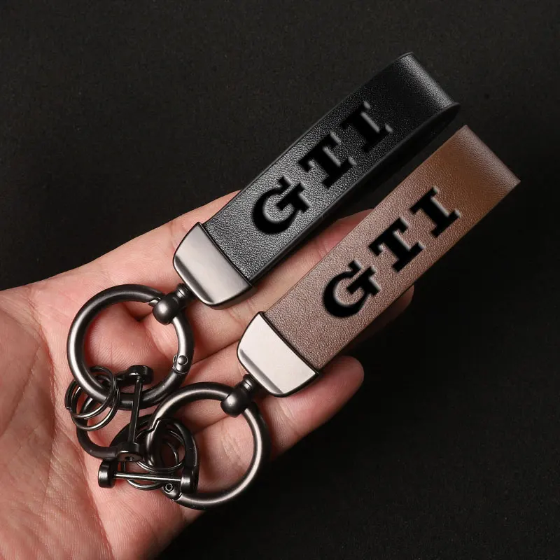 جلد طبيعي المفاتيح سيارة حلقة رئيسية GTI المفاتيح ل Volkswagen VW Golf 4 5 6 7 8 MK4 MK5 MK6 MK7 MK8 جولف gti اكسسوارات السيارات
