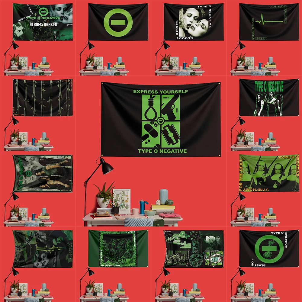 Bandera de música rock inspirada en Type O Negative, 3x5 pies, 90x150cm, tapicería decorativa de poliéster para fanáticos de la música, decoración de pared para dormitorio