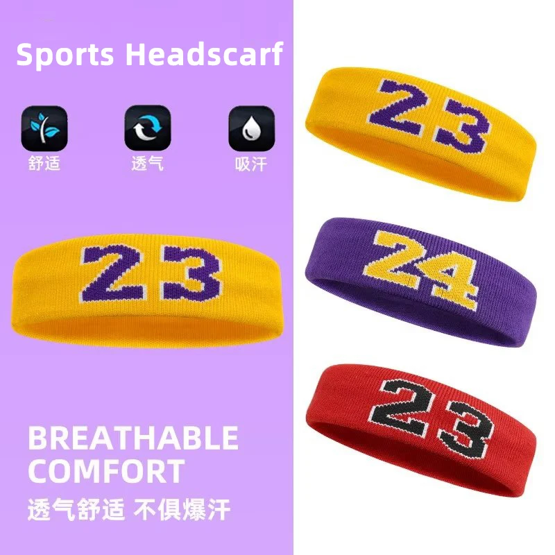 

Cotton Athletic Headband Number 24 Elastic Sweatband Protection Basketball Tennis Sport Adult Kids Gym Fitness Sweat Hair Band