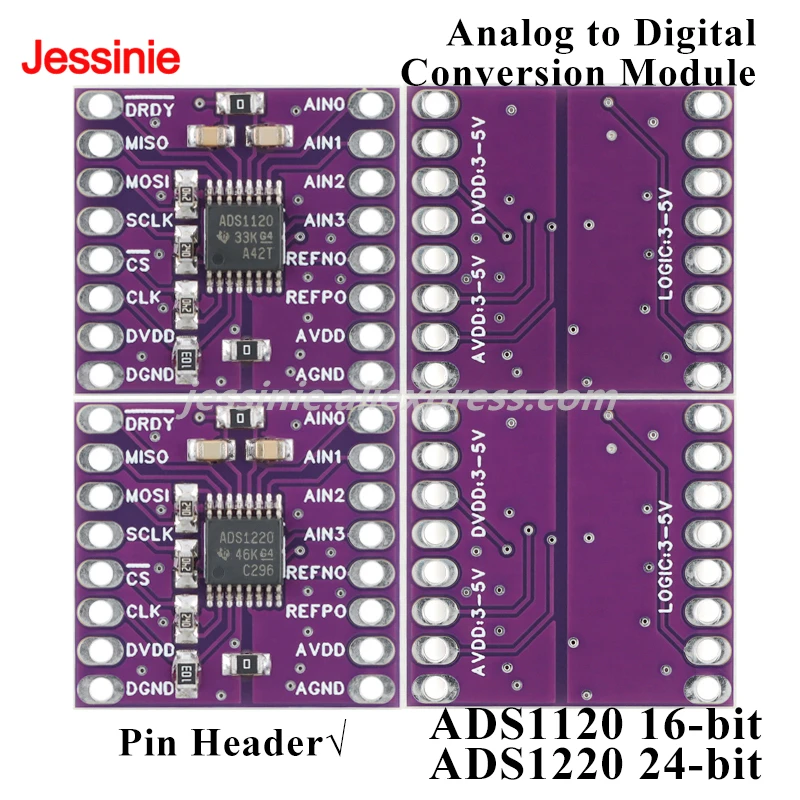 10 шт./1 шт. ADS1120 16-битный 24-битный 2kSPS 4-канальный модуль АЦП малой мощности с интерфейсом SPI