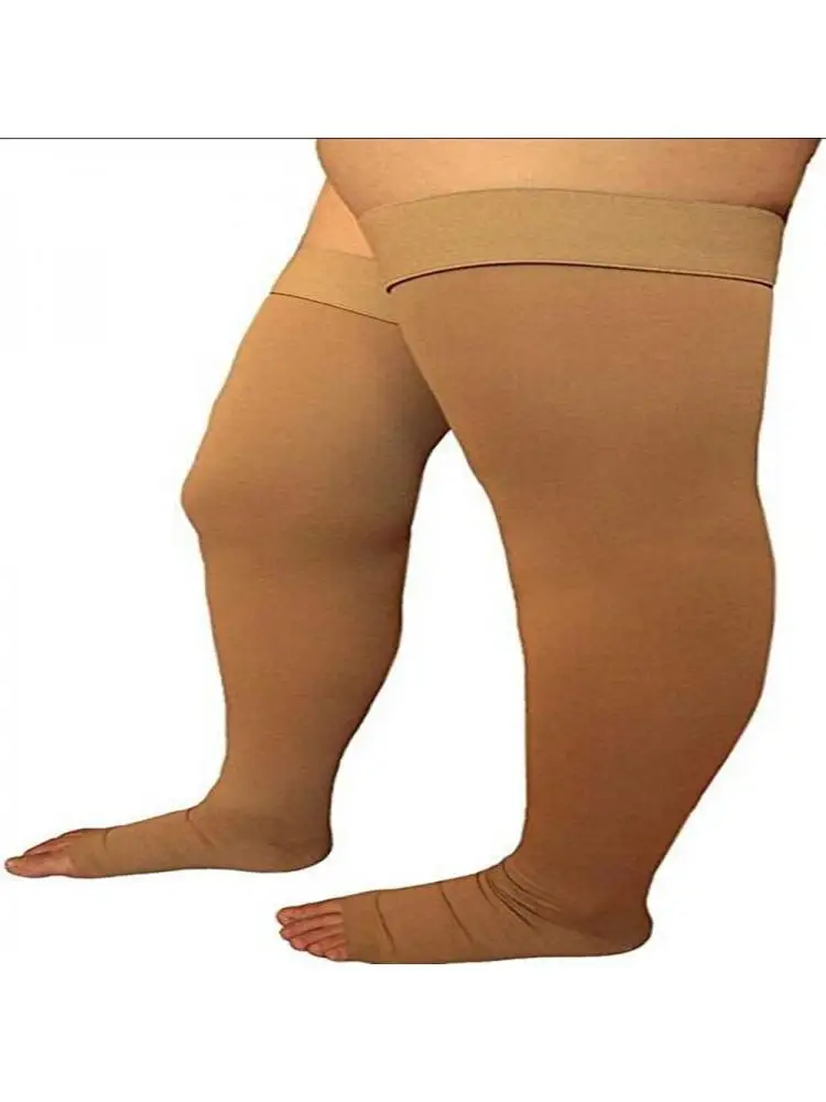 Men Segmented Pressure Long socks Extra Large 4XL 5XL Secondary Anti Varicose Thrombus Elastic 20-30mmHg Fitness Open Toes