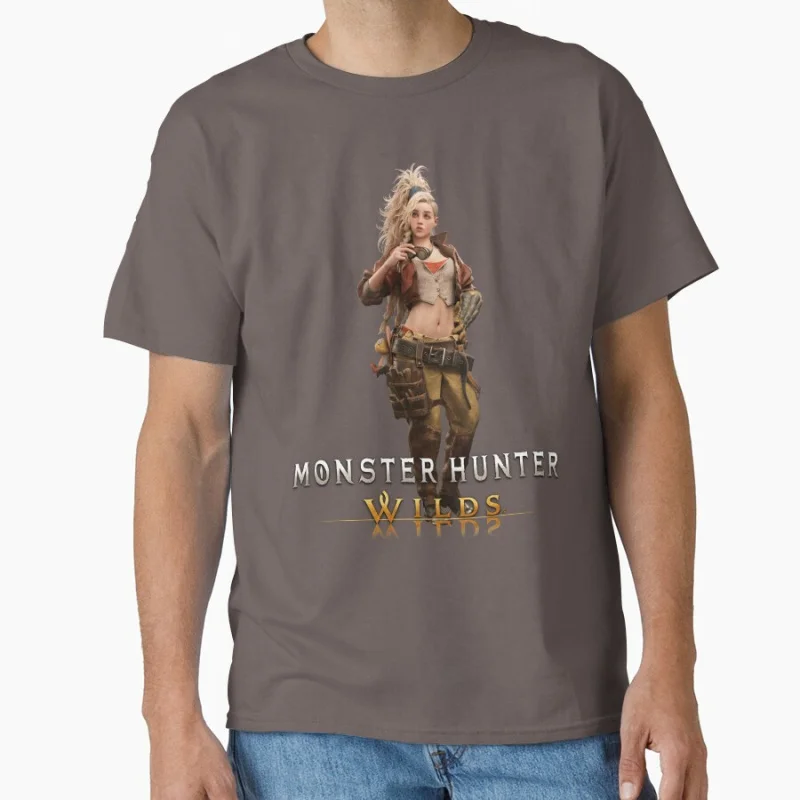 

Monster Hunter Wilds Video games printed T Shirt for men 100% cotton large size Adult tops S-6XL mens clothing