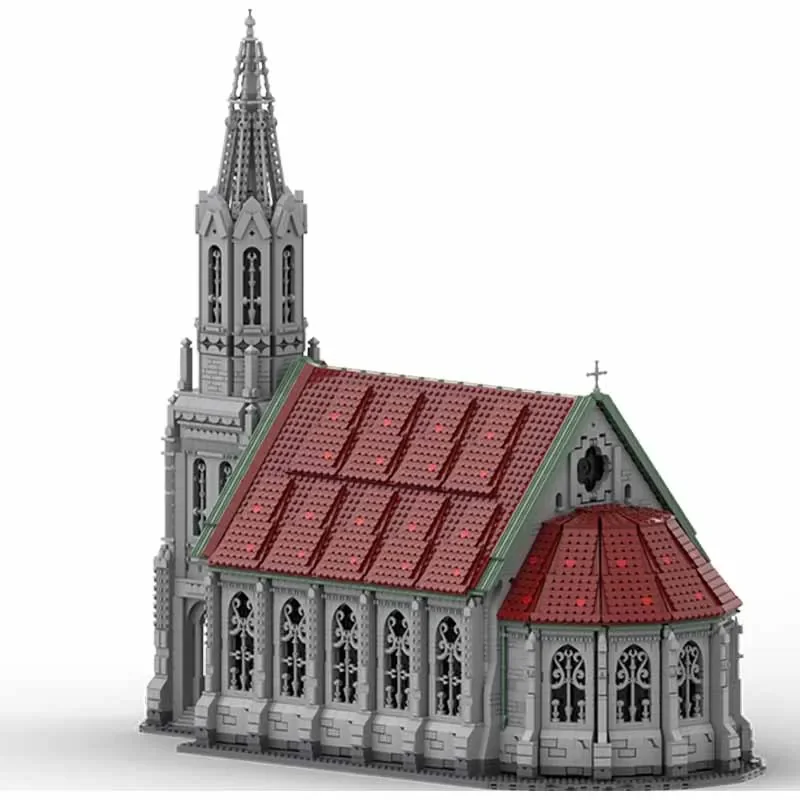 MOC Street View Model importer, Old Church in Small Town, Modular Technology Gifts, Assembler des jouets pour enfants, Imbibé, Vintage, Holiday