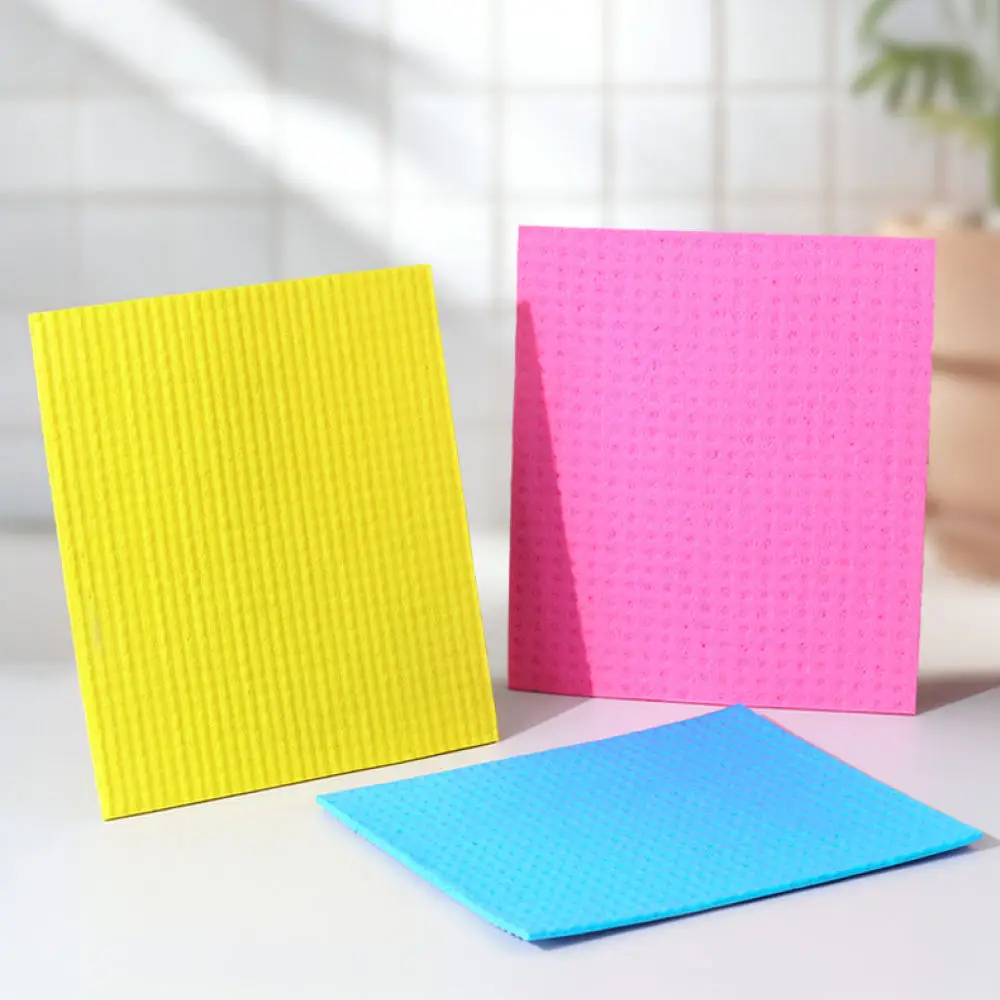 Natural Wood Pulp Dish Towel Kitchen Sponge Wipe Oil Resistant Cleaning Rag Non Shedding Absorbent Dish Cloth For Home