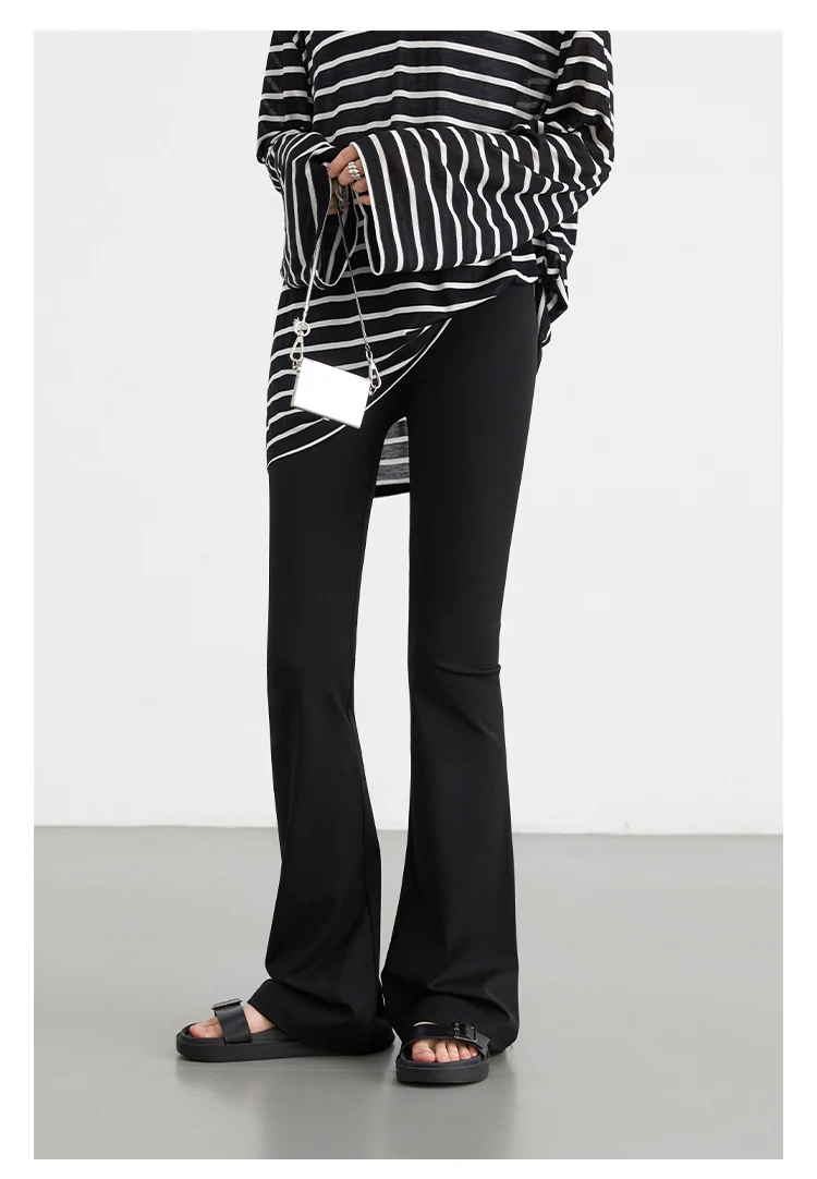 CHIC VEN Women Long Pants Slim New High Waisted Elastic Casual Pant Female Black Flared Trousers Yoga Clothing Autumn 2026