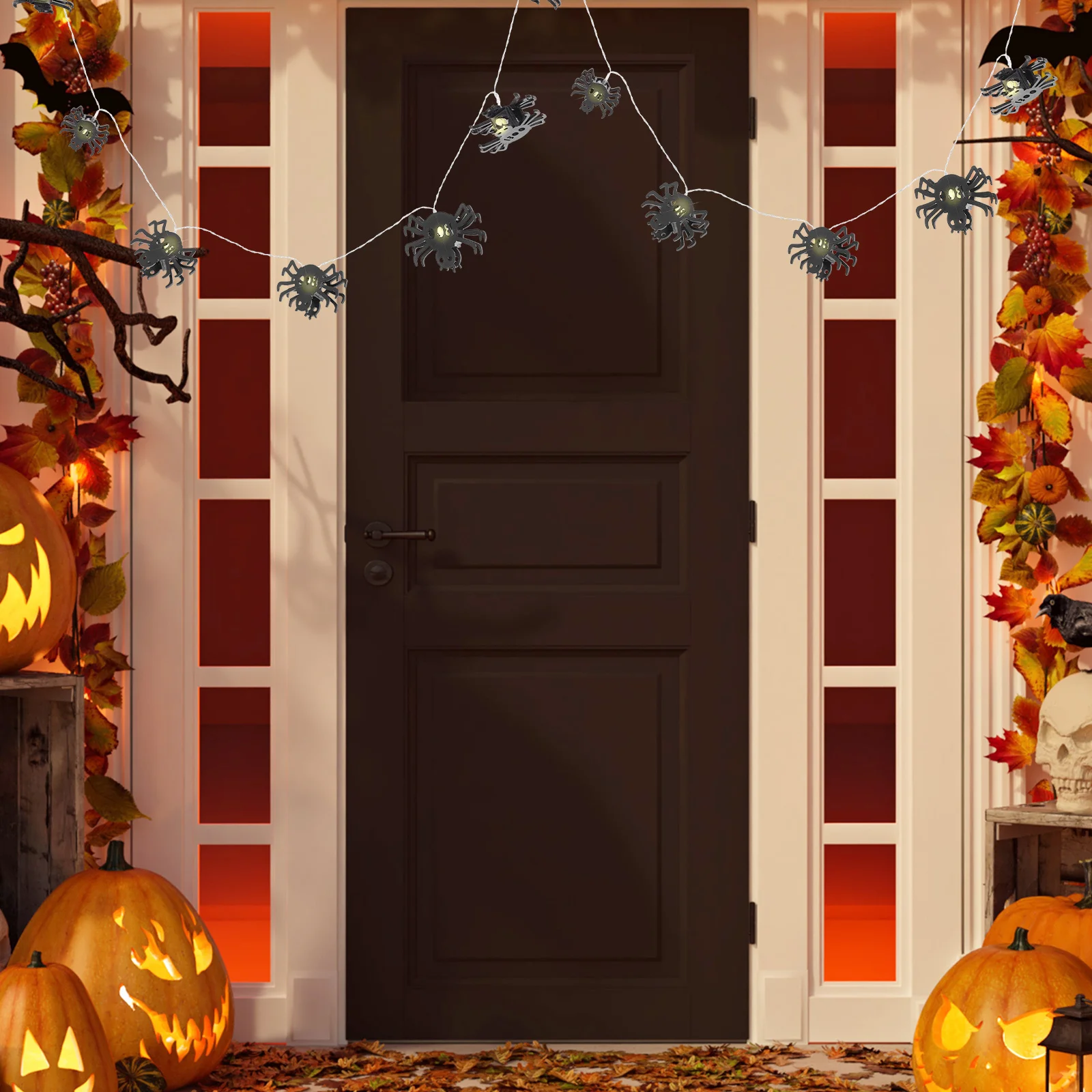 Spider String Lights Halloween Party Decorative Light 1.5m 10 LED Bendable LED Halloween Lights for Garden Stair Yard Outdoor