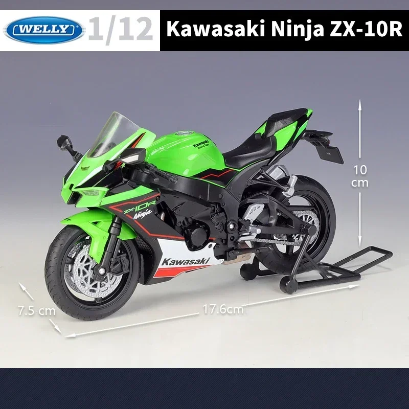 WELLY 1:12 Kawasaki Ninja ZX10R Motorcycle Model Toy Vehicle Collection Autobike Shork-Absorber Off Road Autocycle Toys Car