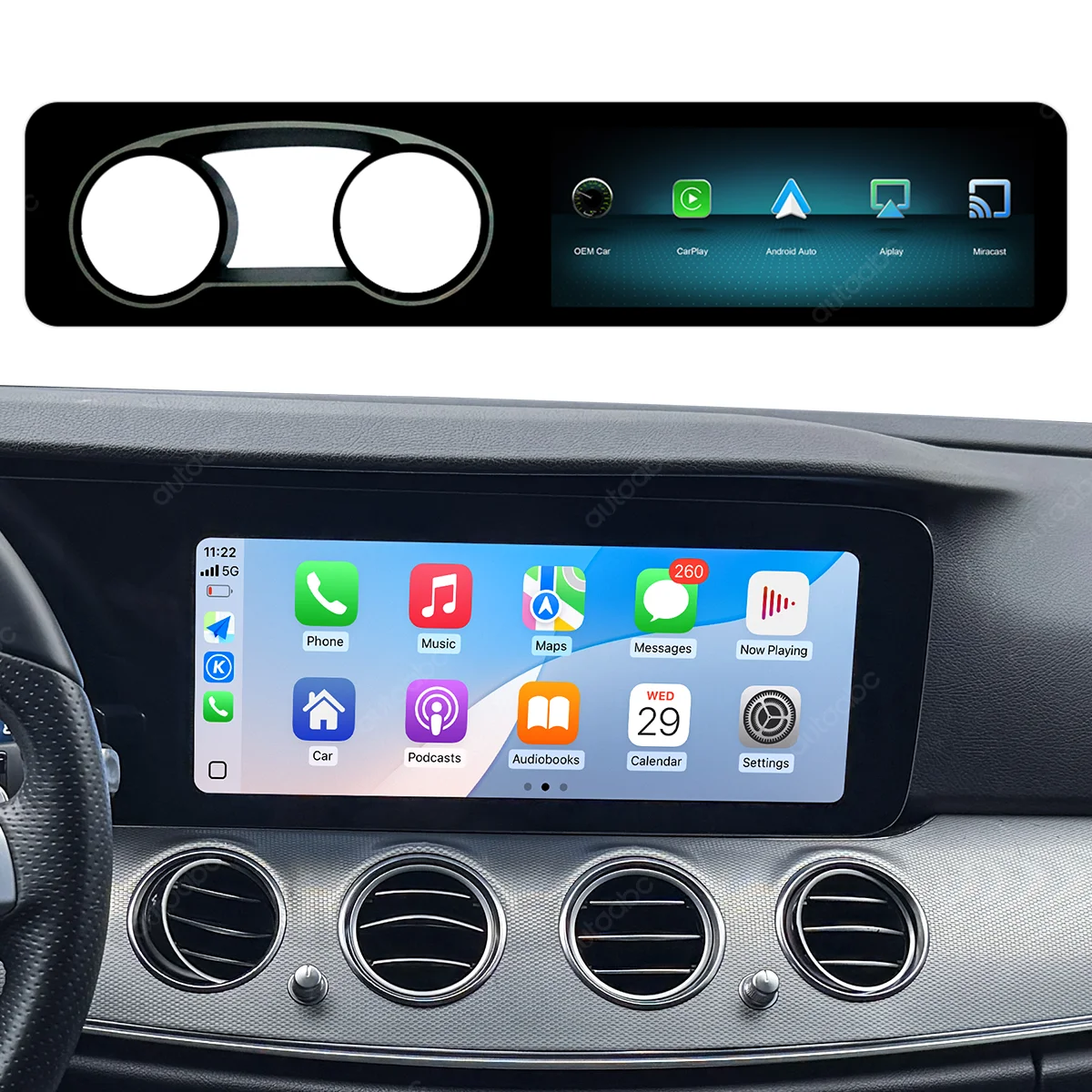 12.3 Inch Linux Carplay Multimedia Screen For Mercedes Benz E Class W213 NTG5.5 Wireless CarPlay Android Auto
