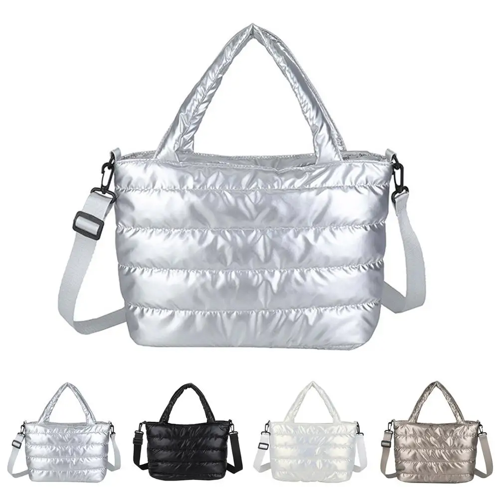 Damenhandtaschen, leichte Puffy-Handtasche mit großem Fassungsvermögen, gesteppte Schultertasche mit verstellbarem Riemen, Puffer-Tragetasche, Einkaufstasche – Detail 38