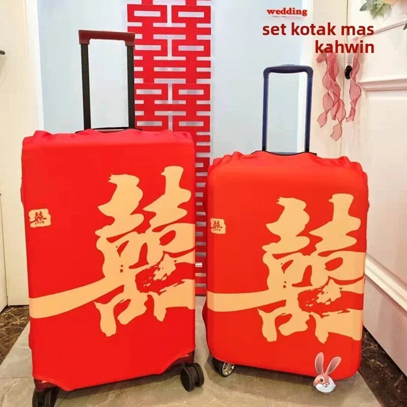 

Свадебный защитный чехол для чемодана, красный, утолщенный, износостойкий, для празднования свадьбы, 20 и 24 дюйма...