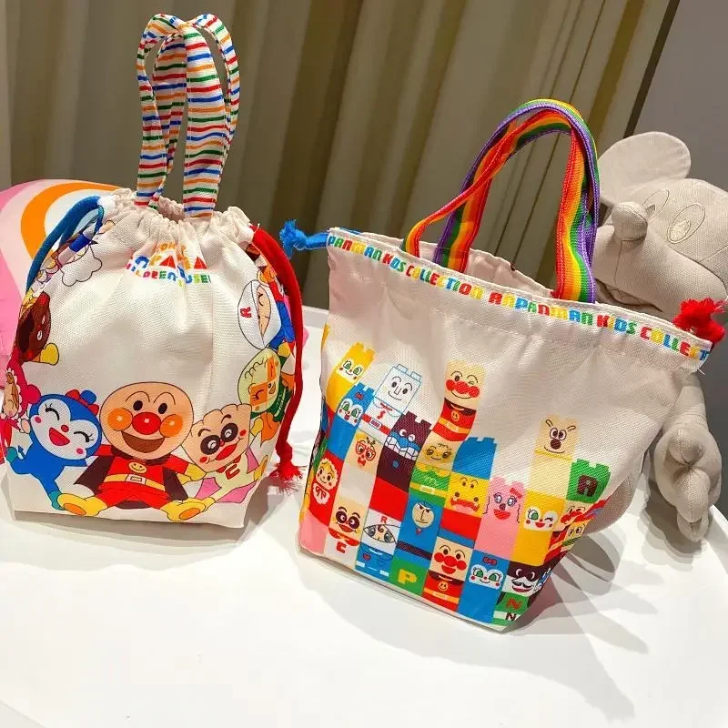 Anpanman Cartoon Oxford  Kawaii Mom's Bag Go Out Portable Feeding Bottle Diaper Draw Rope Bundle Mouth Bento Lunch Box Storage