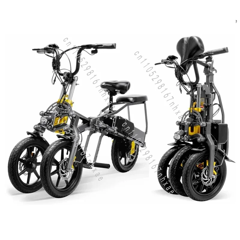 Dual Battery, Ultra-Light, Pullable, Foldable Tricycle Electric Bike For Parent-Child,Universal For Adults Men And Women