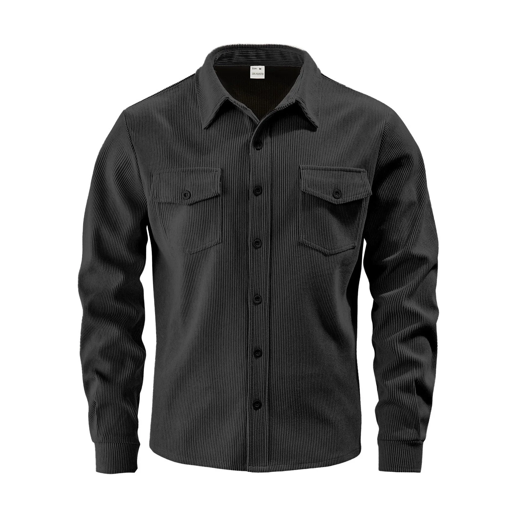 Men New Fall Winter Corduroy Jacket with Cargo Pockets Warm Windproof Casual Coat Versatile Business Outdoor Workwear Outerwear