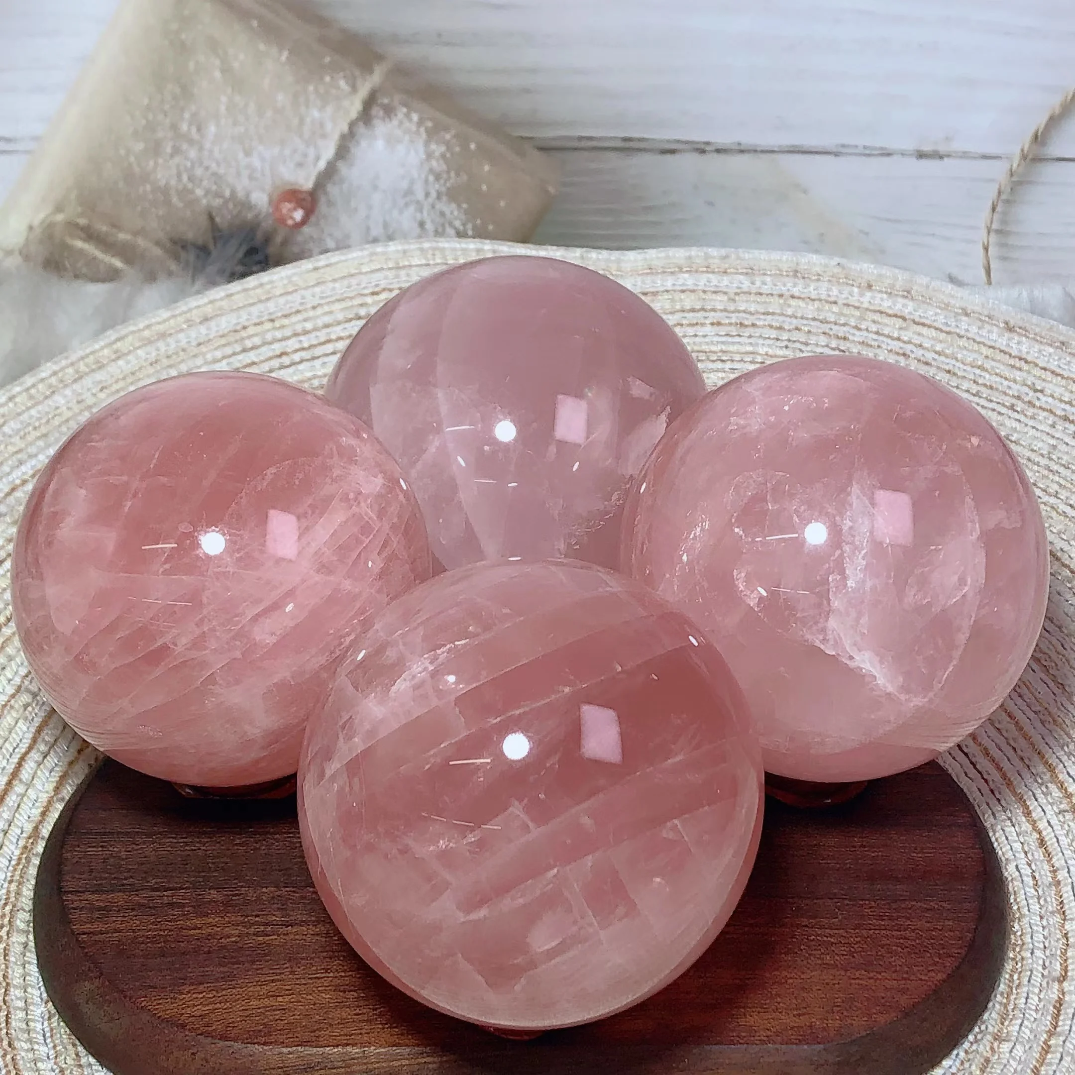 Healing High Quality Natural Crystals Rose Quartz Rainbow Sphere Polished Energy Home Decorations Ornament Mineral Room Decor