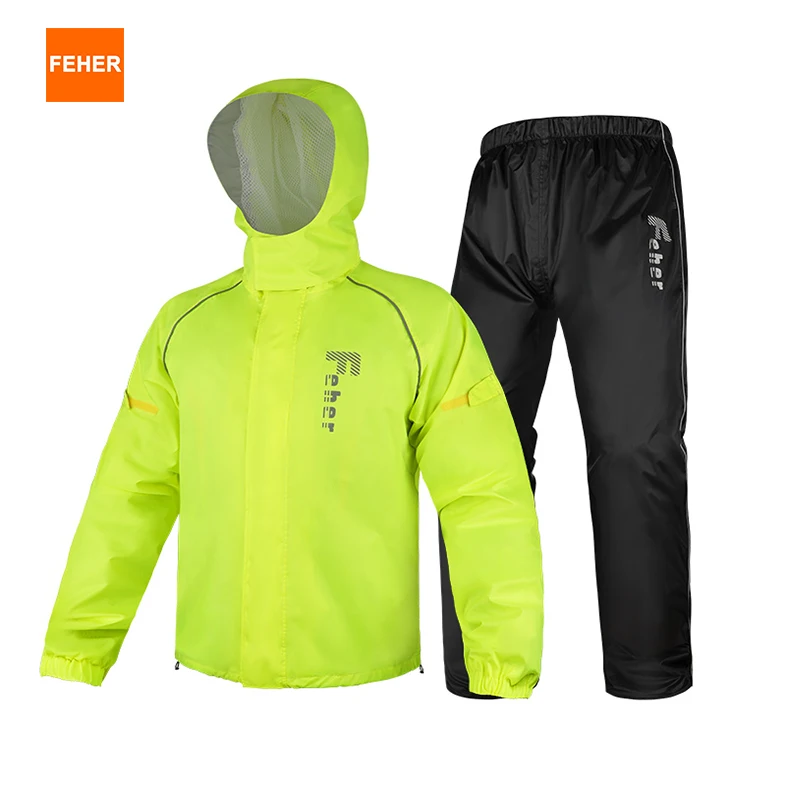 

FEHER Motorcycle Raincoat Suit, Unisex, Rainstorm Waterproof Riding Raincoat, Lightweight Design, Tear Resistant for Rainy Days