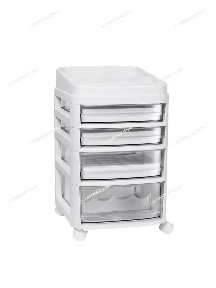 Nail Art Storage Cart, Nail Polish Glue Tool Storage Box, Large Capacity Multi-layer Multi Grid with Wheel Storage Rack