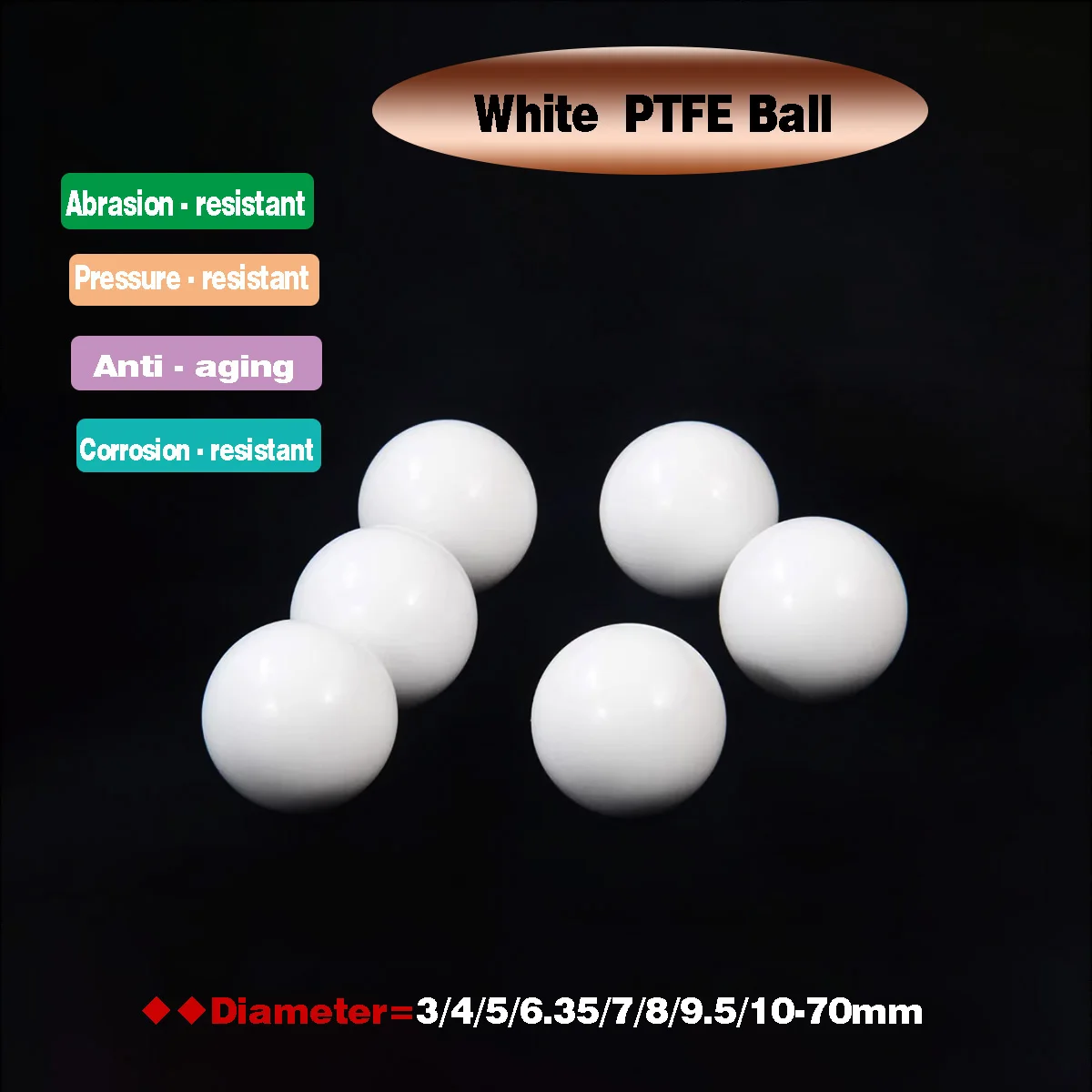 

White Continuous PTFE Ball / Plastic Ball, Diaphragm Pump / F4 Ball, Insulated, Corrosion-Resistant, Sealed 3-70mm