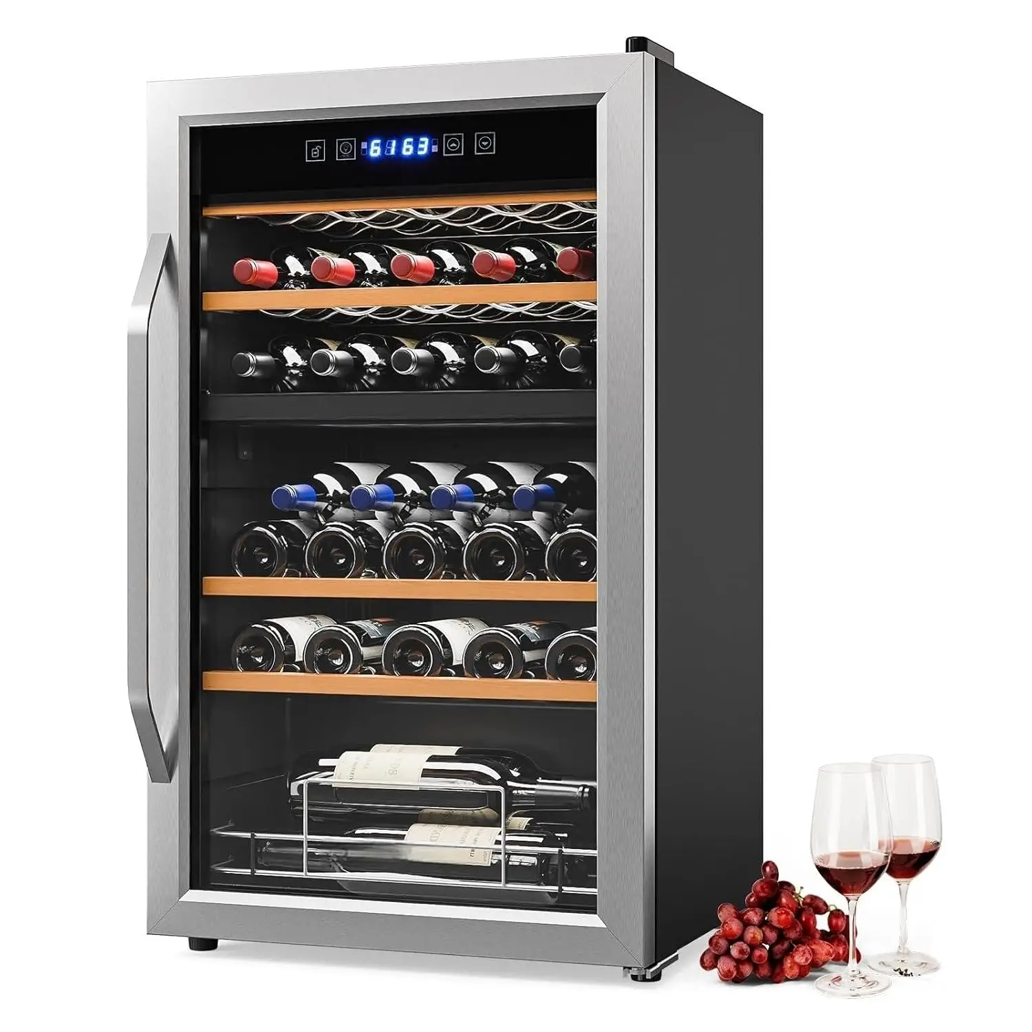 33 Bottle Dual Zone Wine Cooler Refrigerator, 41°F-64°F Freestanding Compressor Wine Chiller, Beverage Wine Fridge with, Custom