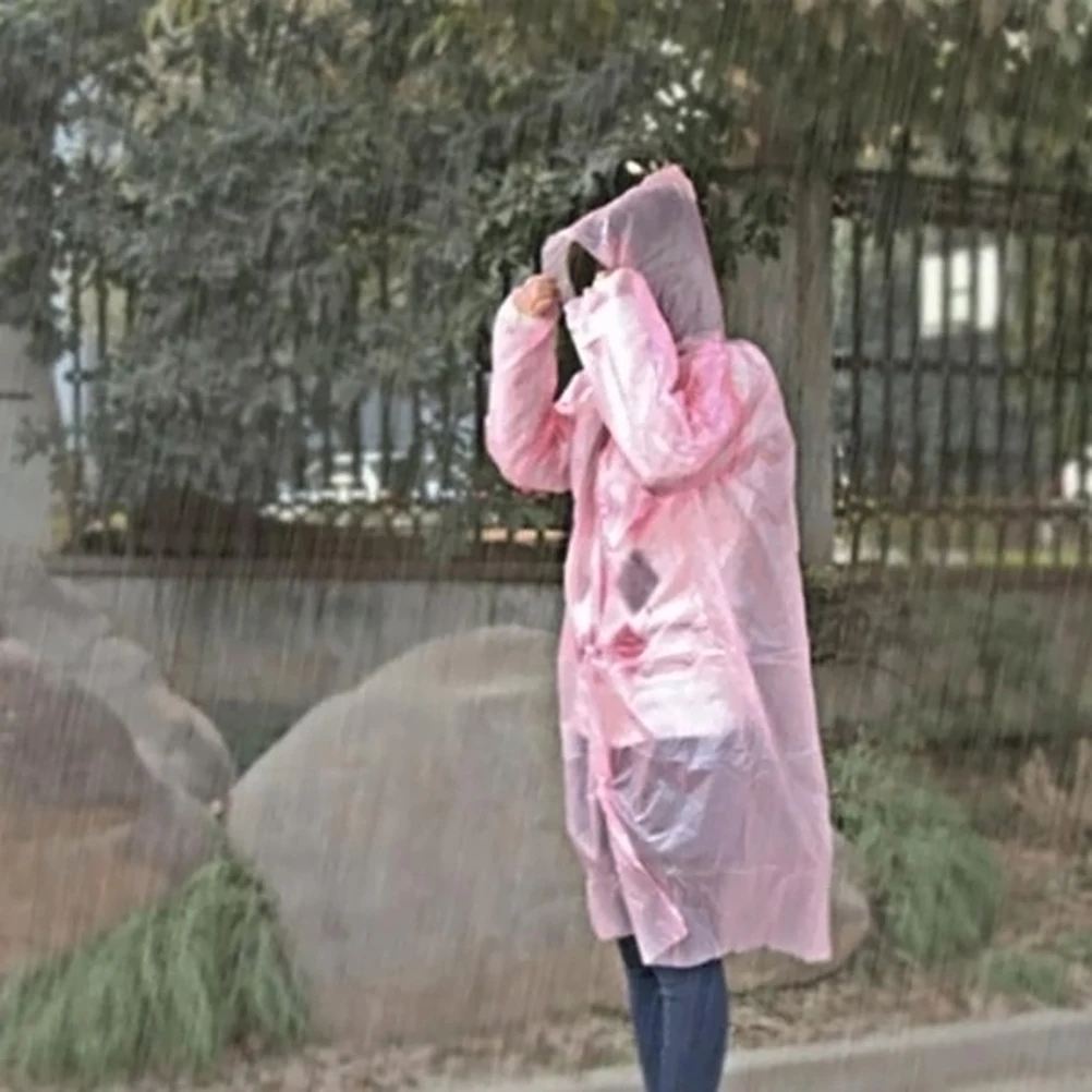 

2pcs Thicken Four Button Raincoat Waterproof Windproof with Drawstring Hook Lightweight Portable for Travel Outdoor Camping