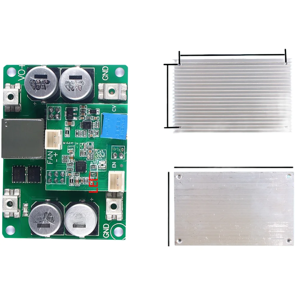 Aluminum Heat Dissipating Converter Module 70x50x16mm Green 96% Efficiency Short Circuit Overcurrent Protection