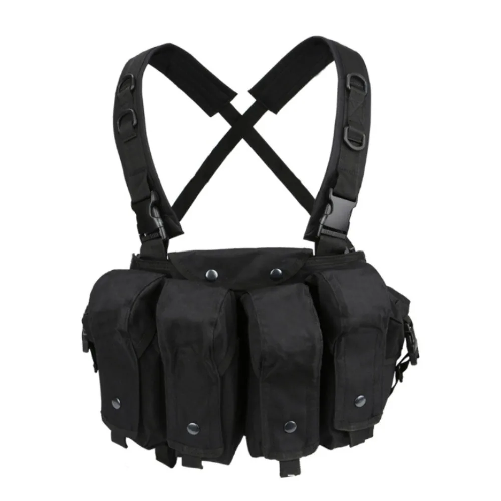 

6-pockets Outdoor Vest Bag Large Capacity Waterproof Climbing Chest Pocket High Density Nylon Quick Release Buckle