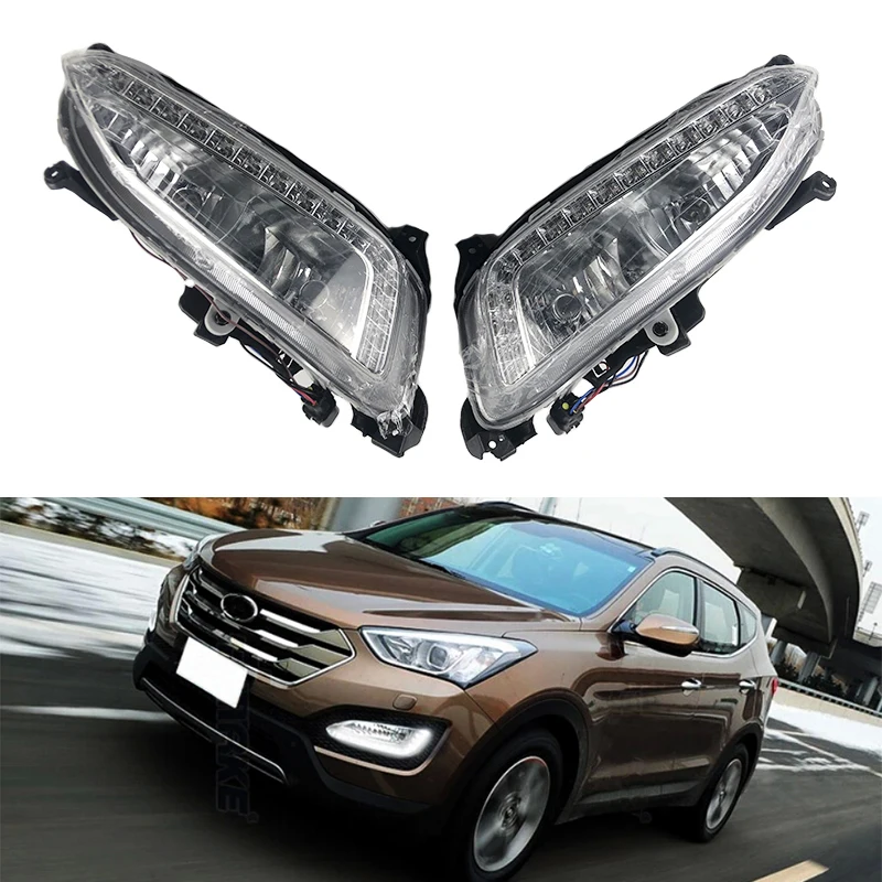 New！ Fit for Hyunda i Santa Fe IX45 Left/Right Front Daytime Running Light/Front Fog Lamp Front LED Fog Light