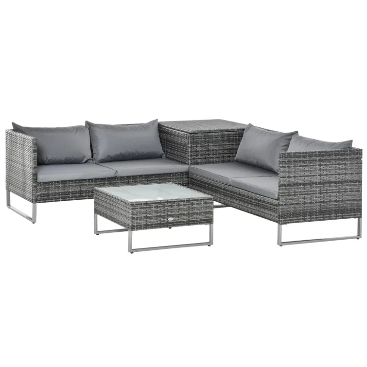 Custom Modern Design Wicker Garden Furniture Rattan Corner Garden Sofa Set Patio Furniture Sofa