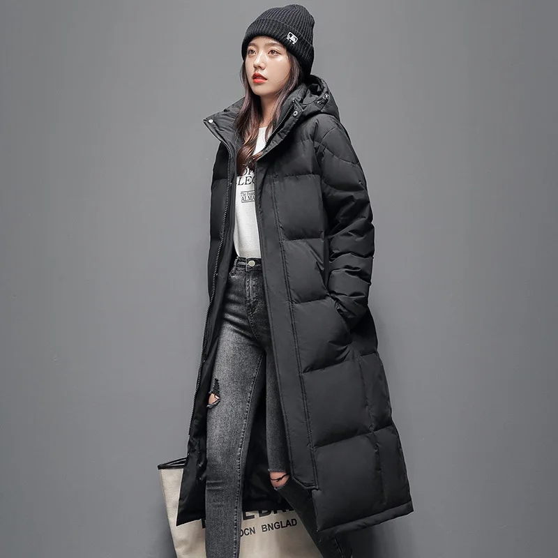 سترة شتوية للرجال طويلة بطول الركبة بتصميم جديد لعام 2025 مع غطاء للرأس، معطف قطني عصري للأزواج #4