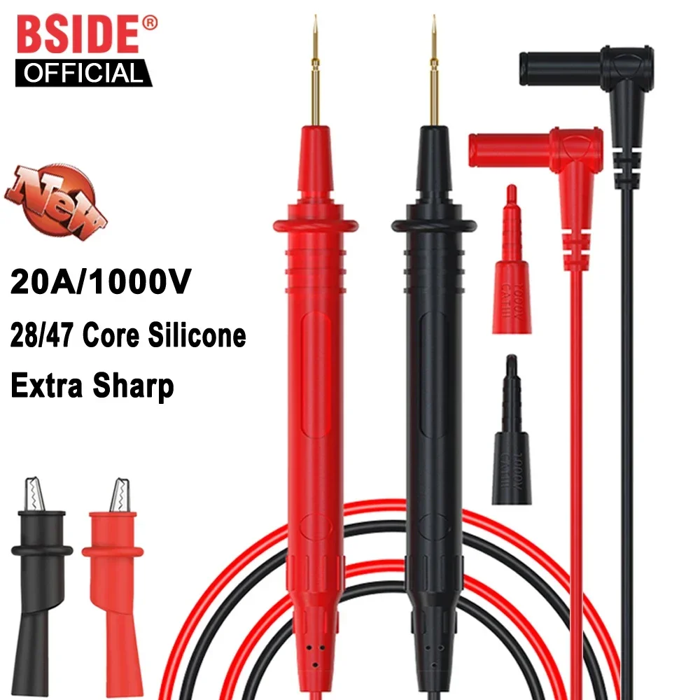 Ultra-Sharp Multimeter Probe Test Leads Alligator Clip Wire High Quality Insulated Line DIY Tester Cable General purpose BSIDE