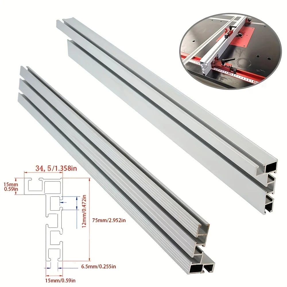1pc 40cm Aluminium Profile Fence 75 Type Miter Track T-track Backer Sliding Brackets T-Slot for Table Saw Woodworking Workbench