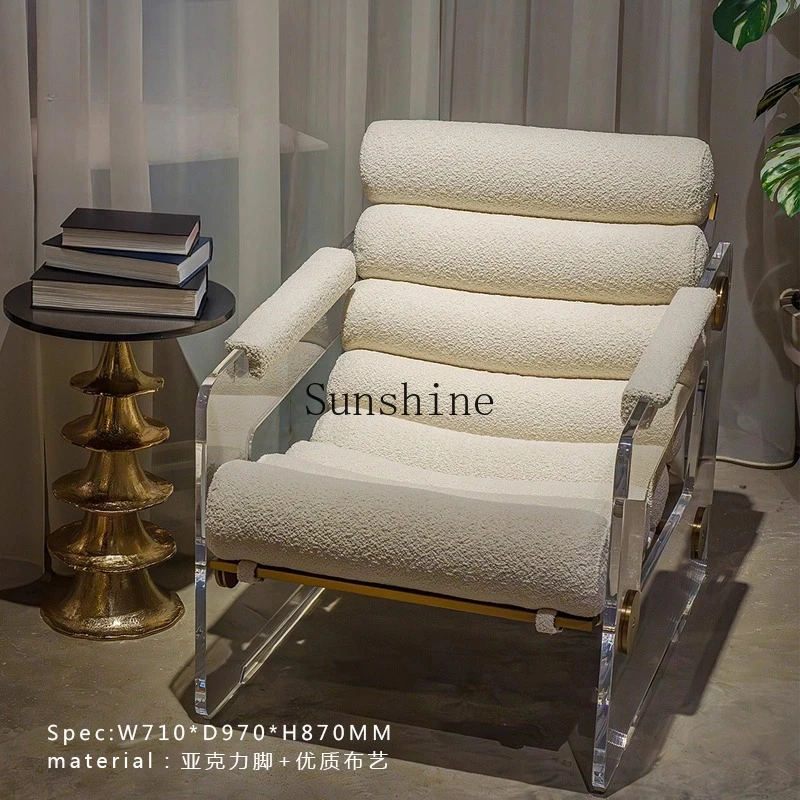 

Small apartment living room balcony metal single chair acrylic lazy sofa chair
