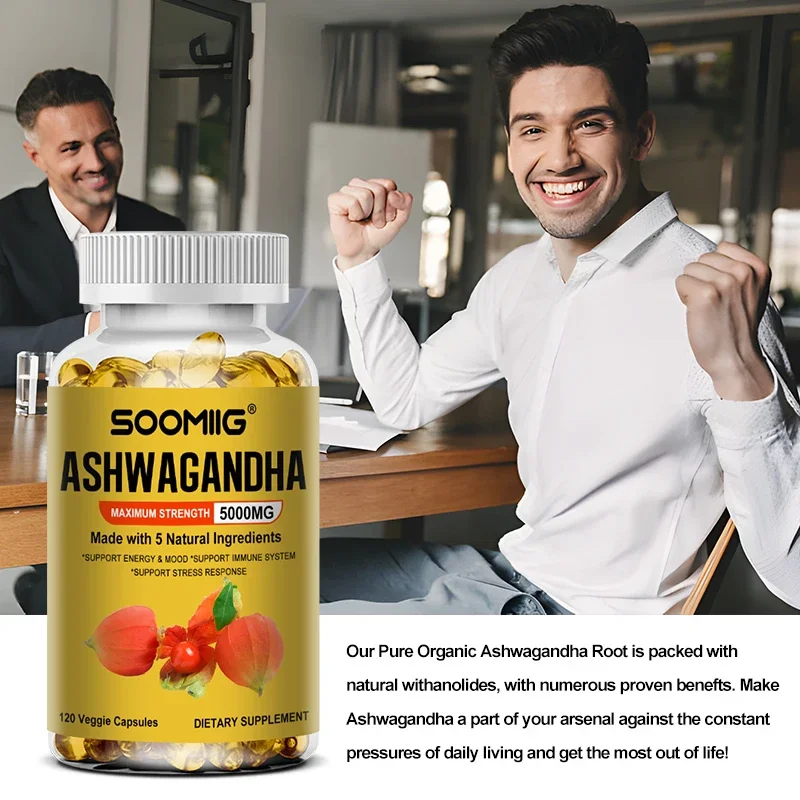 Ashwagandha Capsules - Antioxidant, Stress Relief, Helps with Sleep, Immunity, Cognitive Function, Strength, Energy, Better Mood