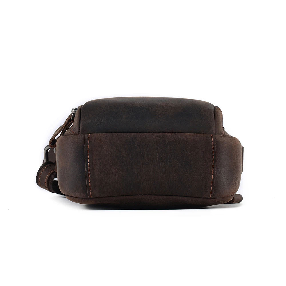 Bolso de un solo hombro para hombre, bandolera Retro de cuero, bolso cruzado informal de Caballo loco, bolsos de nicho para hombre