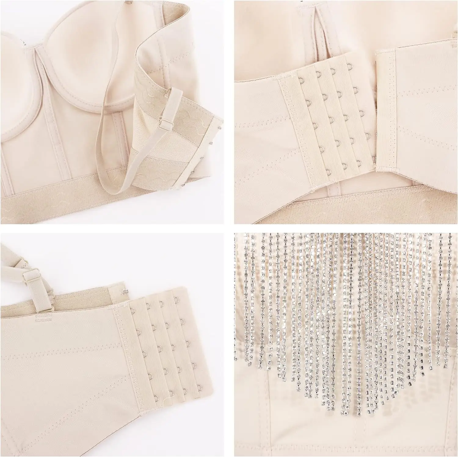 S-XXL Plus Size Lady Party diamentowy gorset z frędzlami dziewczyny Rhinestone klub nocny gorset Push Up Bralette kobiece Camis Lady krótki Top — zdjęcie 7