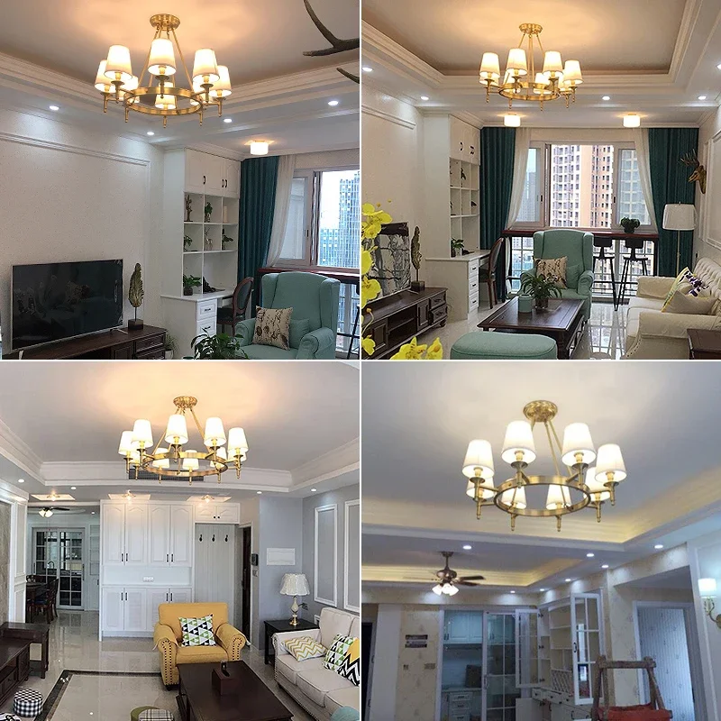 Lampadari retrò Country americani paralume in tessuto lampadario a soffitto in ferro battuto E14 per l\'illuminazione della camera da letto della