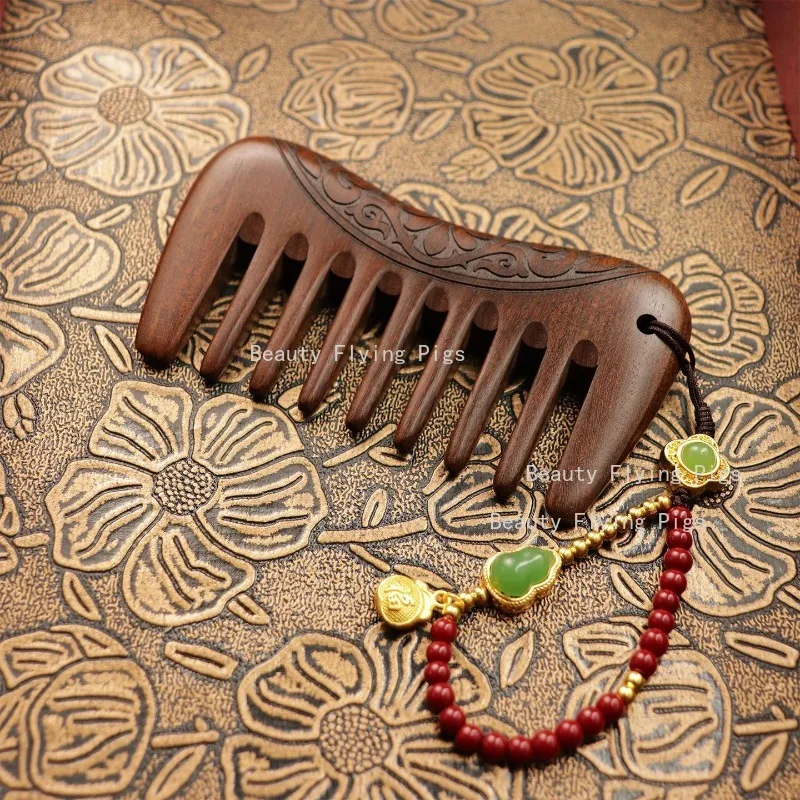 1pc Portable Wooden Comb, Wide Toothed Wooden Comb, Valentine's Day Gift, U-shaped Toothed Comb, Household Daily Necessities