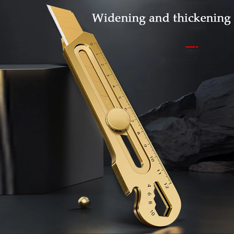 6 in 1 Multi-Purpose Gold Stainless Steel Utility Knife 18MM Large Wallpaper Professional Retractable Box Cutter Stationery Tool