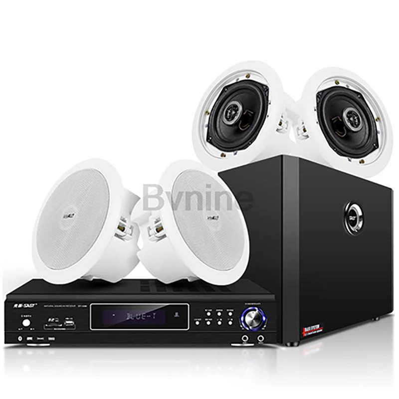 2.0-5.1 Channel Bluetooth Speaker Wooden Multimedia Home Theater Super Ceiling 3D Surround Subwoofer Bluetooth Home Audio Set