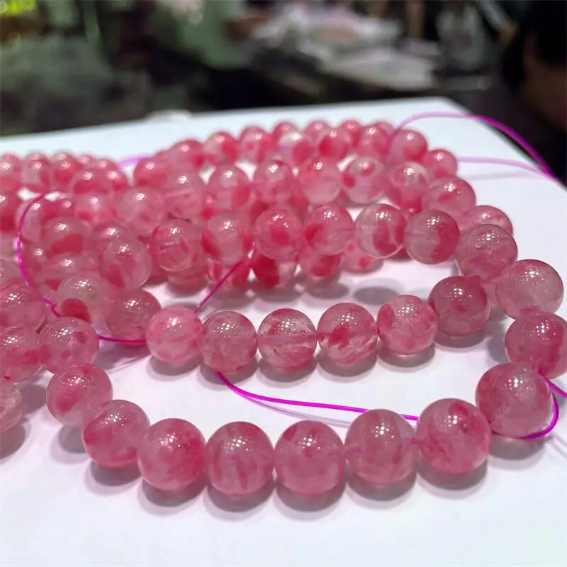 8MM Natural Rhodonite Bracelet Women Reiki Fengshui Healing Energy Strand Bangles Fashion Jewelry Gift