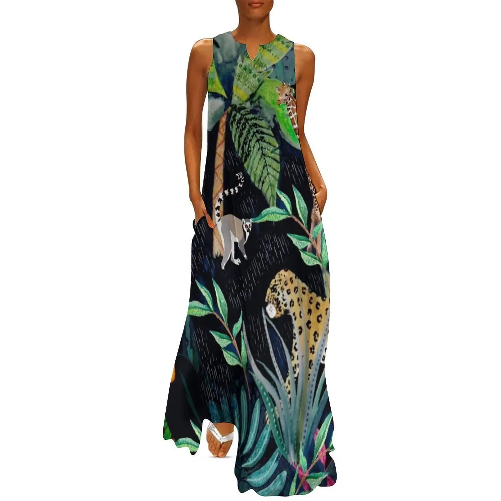 

Jungle Theme Pattern Long Dress long sleeve dresses dresses for official occasions Evening gown Woman fashion