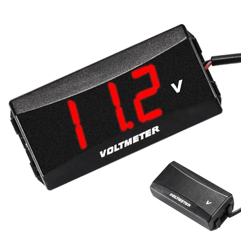 Car Battery Monitor Waterproof 12V Battery Meter LED Display Voltmeter Weather-Resistant Digital Voltmeter Gauge Voltage Gauge