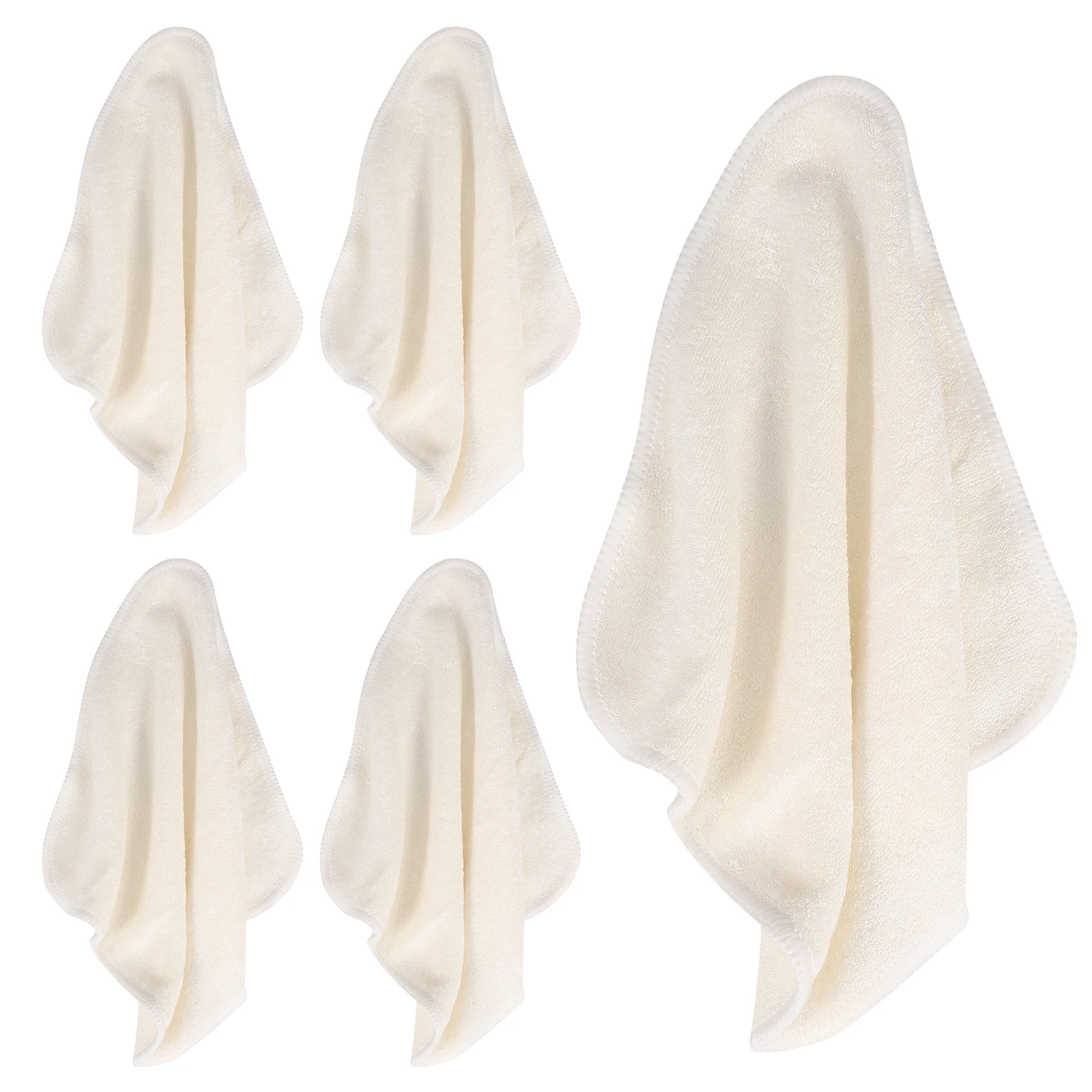 

5 Pcs Bamboo Fiber Facial Cleaning Cloths 20x20cm Reusable Washable Exfoliating Towels for Face Body Shower Travel Size Soft
