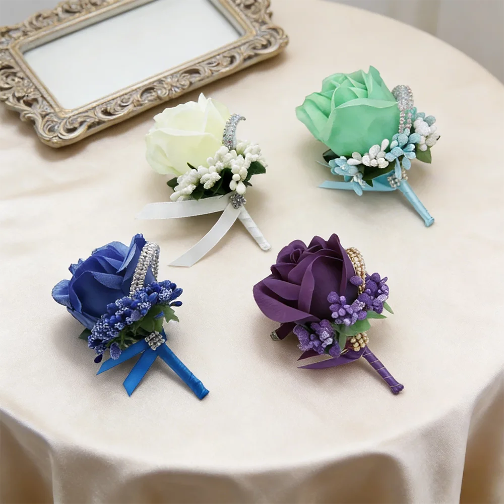 

Букет на грудь с розами и бриллиантами для свадебного/помолвочного банкета в западном и китайском стиле, на День святого Валентина, для жениха