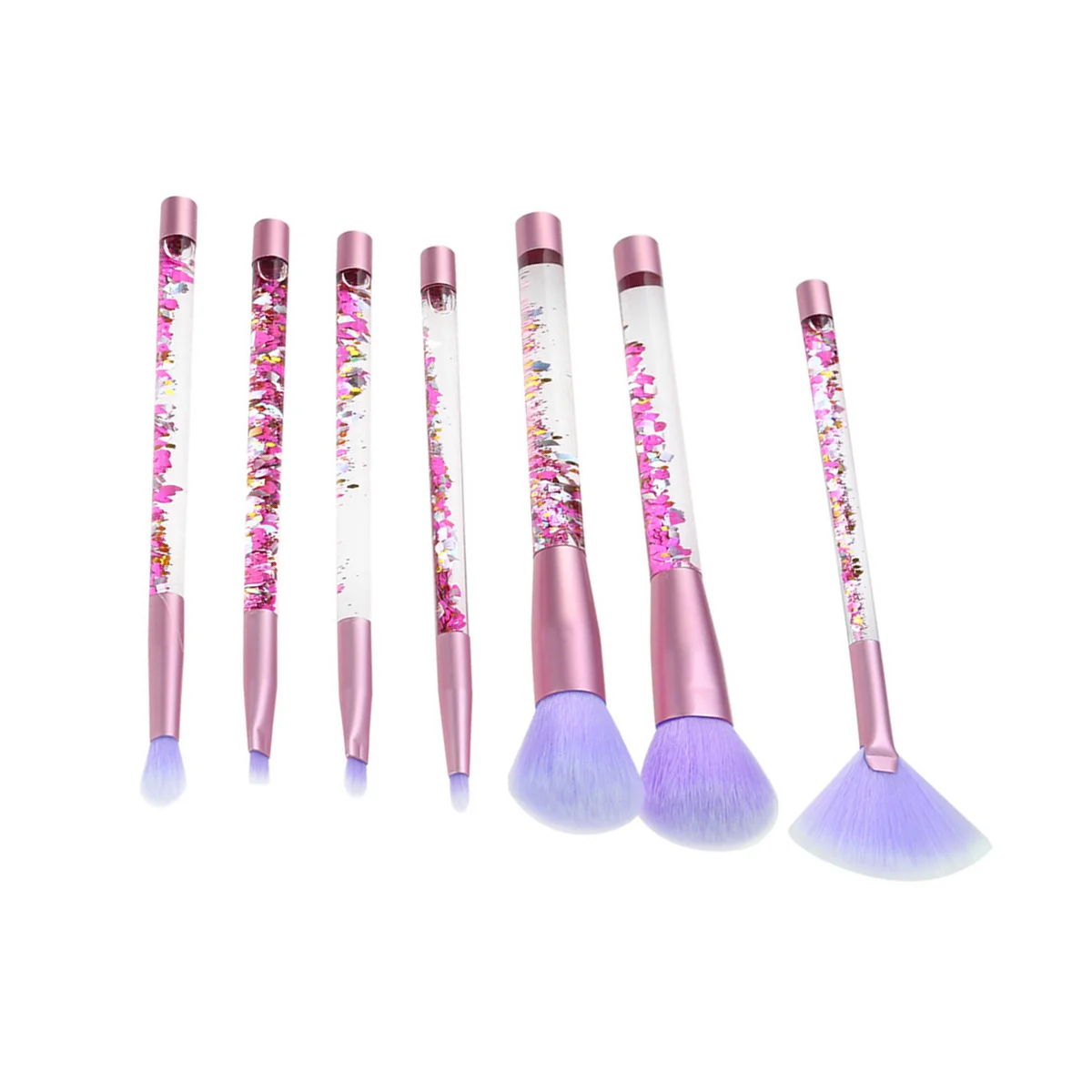 7개 메이크업 브러쉬 세트 투명 크리스탈 라인스톤 핸들 부드러운 섬유모 메이크업 브러쉬 키트 여성용