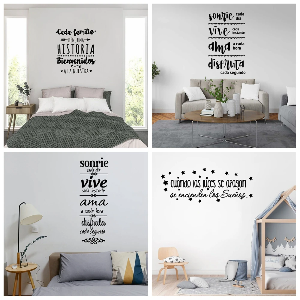 

1 шт. модная испанская Цитата Виниловая наклейка для домашнего декора настенные наклейки Съемная испанская Цитата Наклейка домашний декор